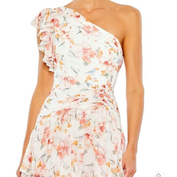 Mac Duggal 55810 Womens Floral Ruffle One Shoulder Gown Dress - Picture 3 of 16